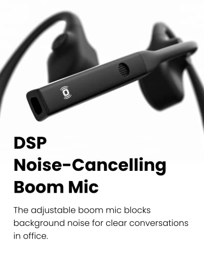 Black Wireless Bone Conduction Bluetooth Headset with Noise-Canceling Boom Microphone Q328621