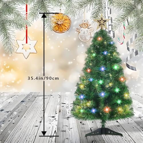 24" Tabletop Artificial Christmas Tree with Ornaments & LED String Lights G4165