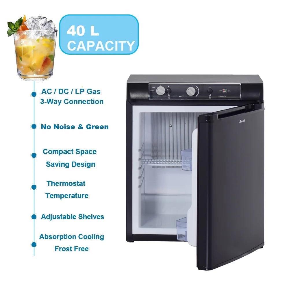 3 Way Propane RV Refrigerator 1.4 Cu.ft, Compact 12 V/110V/Gas LPG Fridge K11793