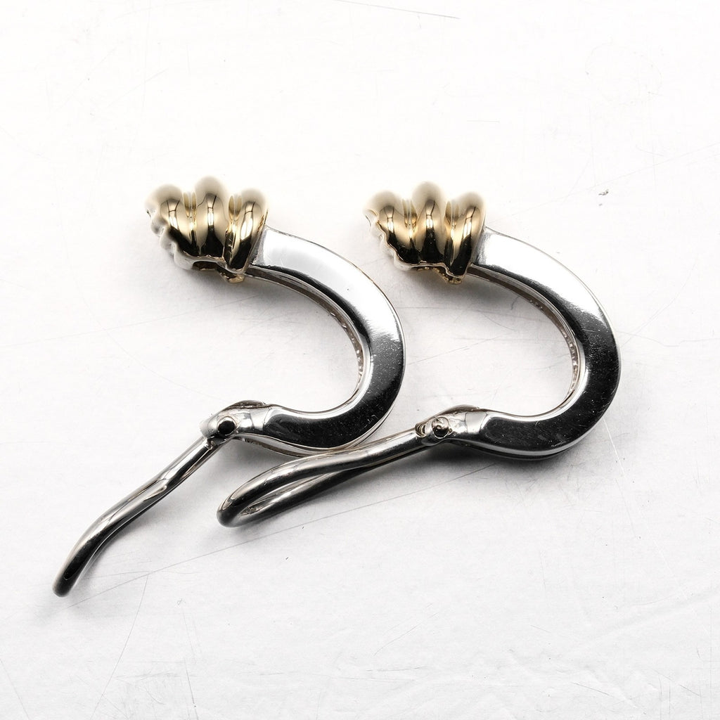 Grooved Earrings Silver 925 Yellow Gold V890017