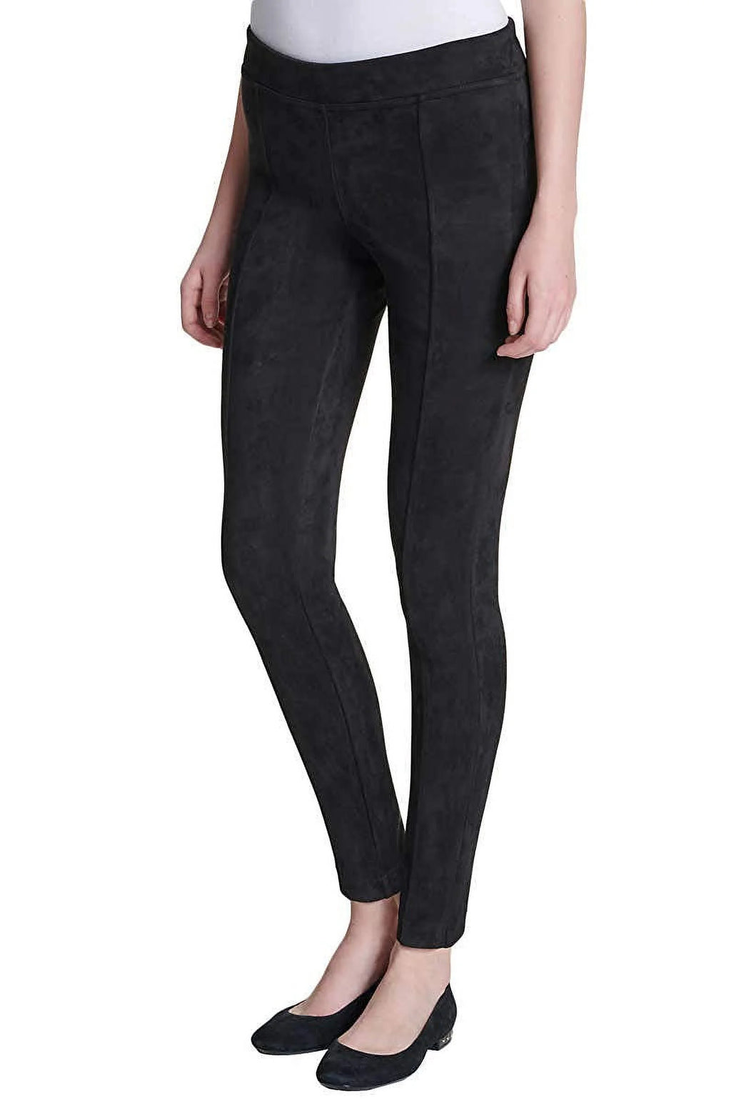 Black Mid Rise Slim Fit Pull On Pants Y34641