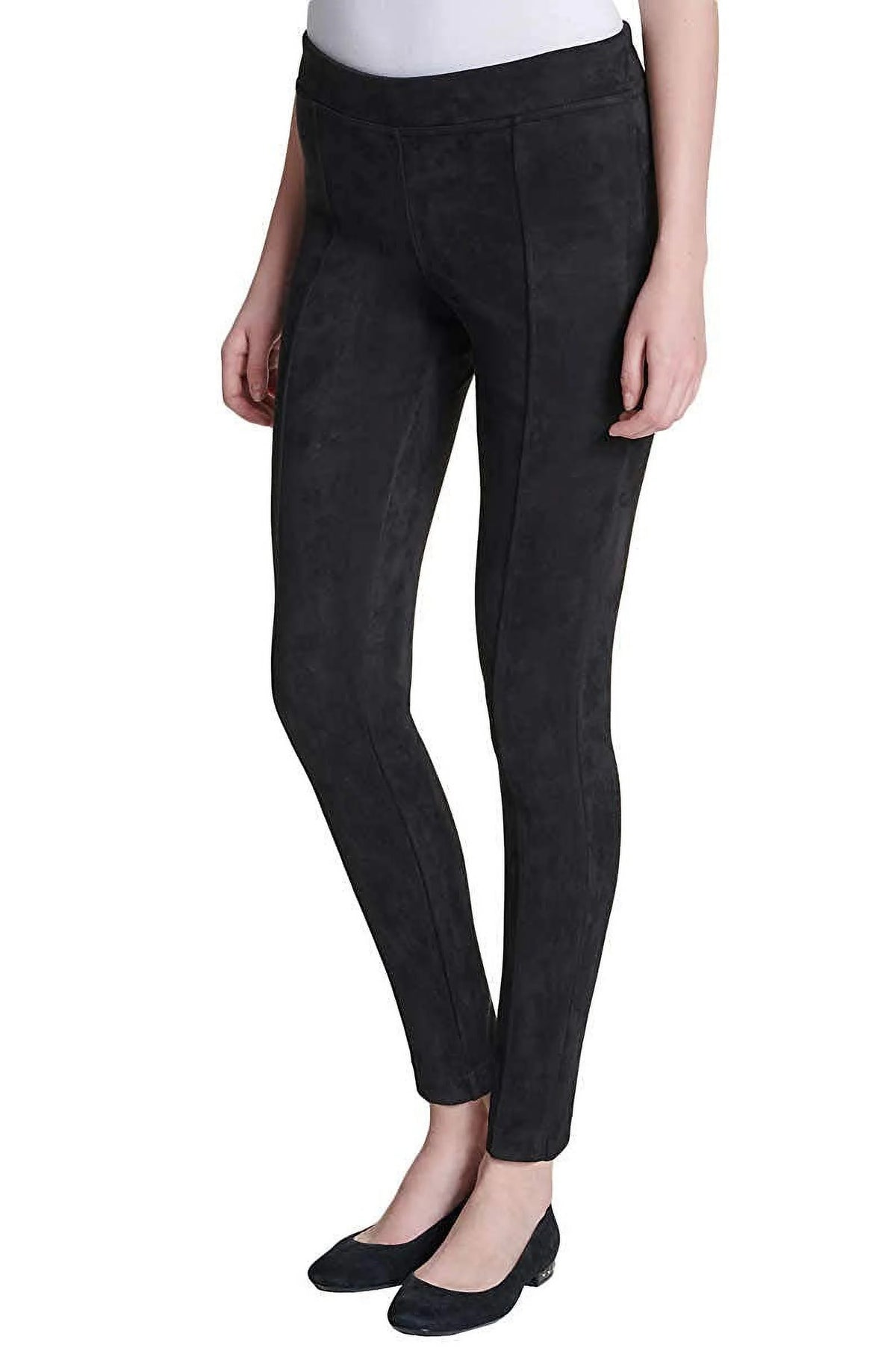 Black Mid Rise Slim Fit Pull On Pants Y34641