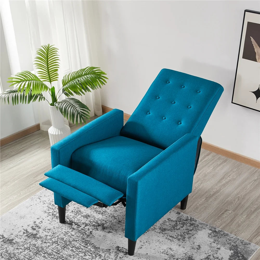 Blue Fabric Recliner Set of 2 C1446