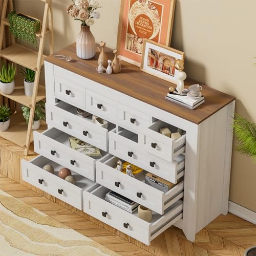 White 54" Wide 3 Drawer Wood Dresser with Sliding Barn Doors F69572
