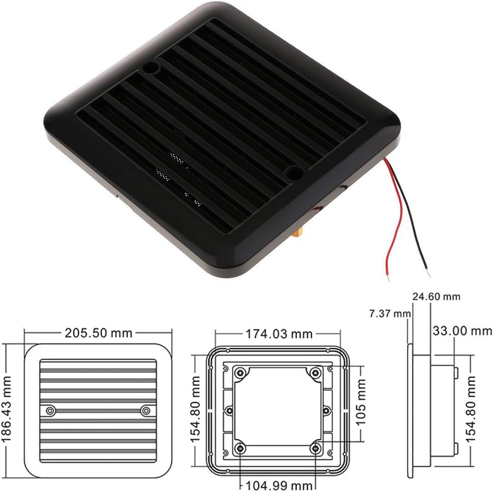 12V One-Way Ventilation Fan for Car RV Van (Black) N68149