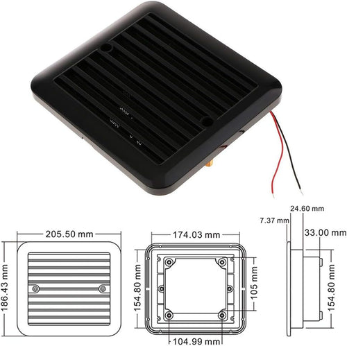 12V One-Way Ventilation Fan for Car RV Van (Black) N68149