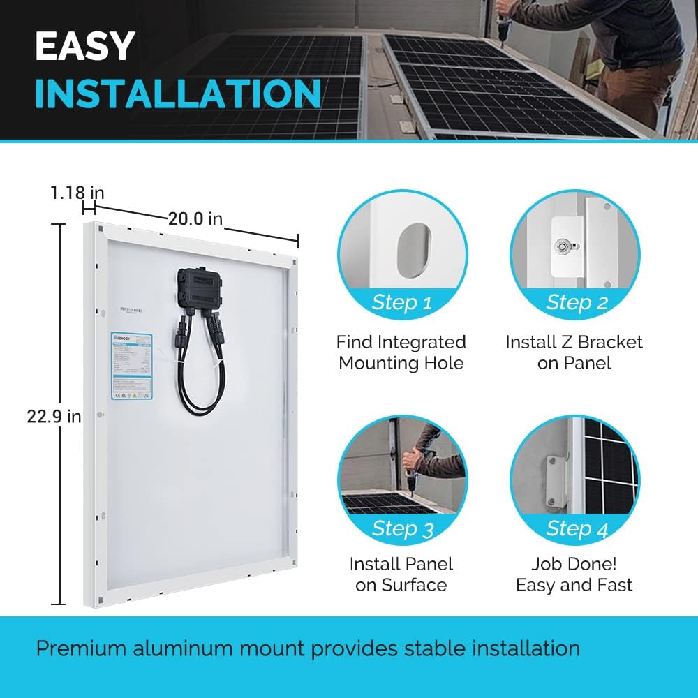 50W Monocrystalline 12V Solar Panel Kit with 10A PWM LCD Charge Controller and USB Ports P973924