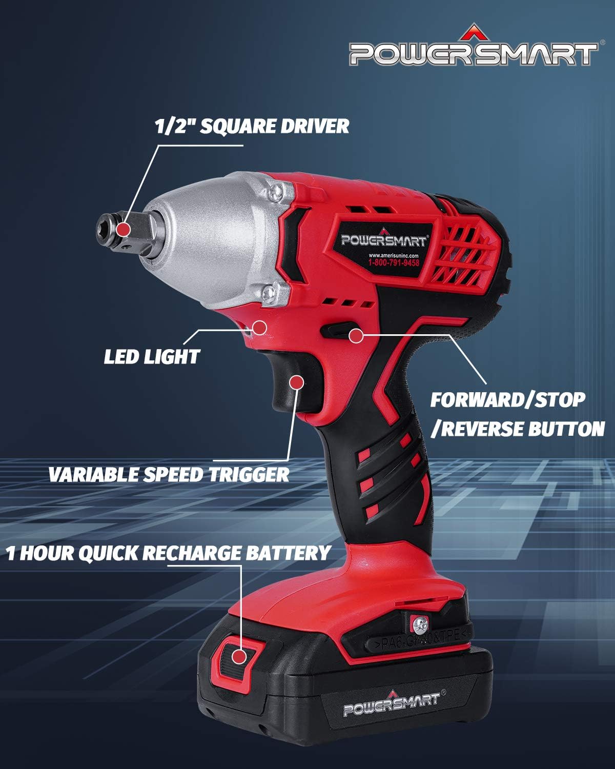 Cordless Impact Wrench 3-in-1, 20V Battery and Fast Charger, Pack of 2 N579