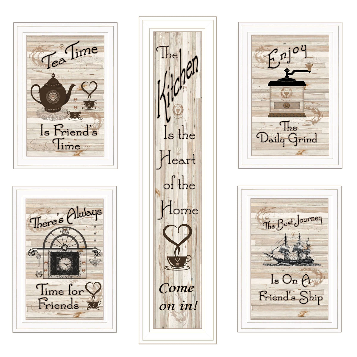 White Wood Frame 5-Piece Vignette Y9228