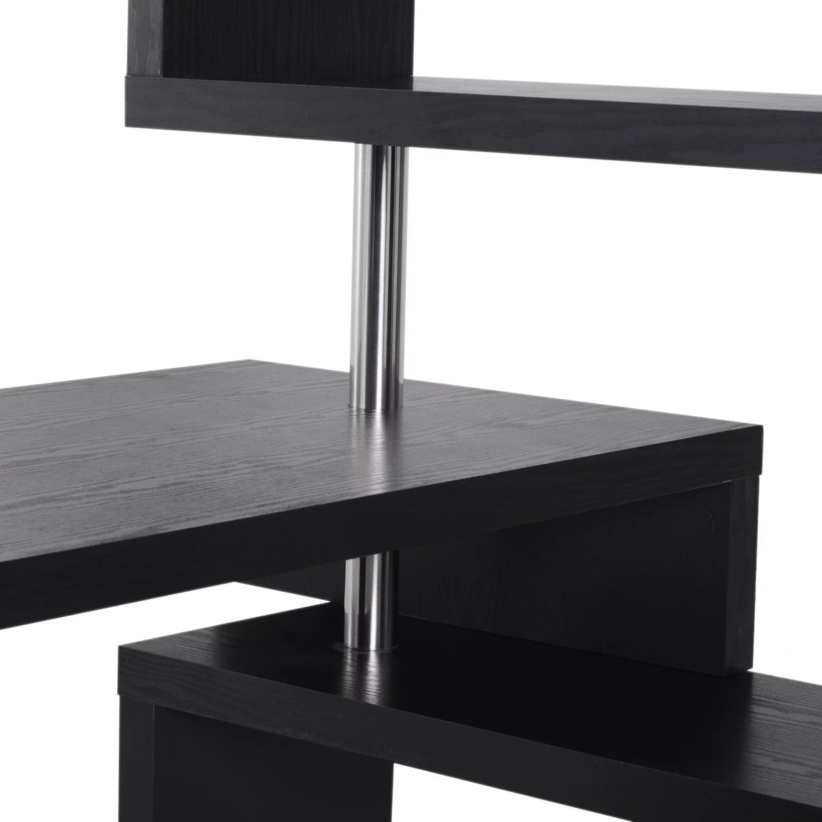 Black L-Shaped Computer Desk with Display Shelves W801120
