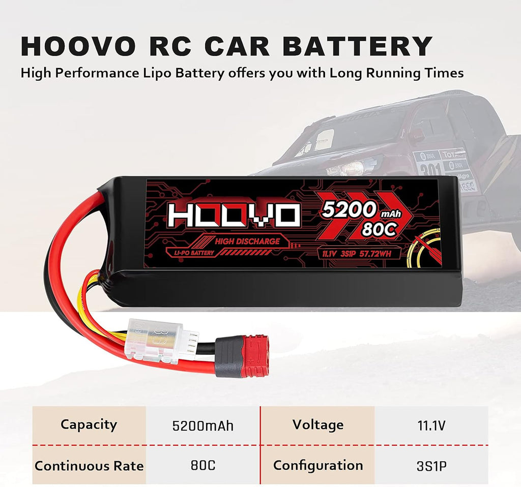 3S 11.1V 80C 5200mAh LiPo Battery with Deans T Plug 2 Packs E1866