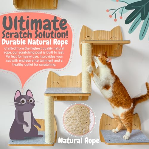 9-Piece Wooden Wall-Mounted Cat Furniture Set W729263