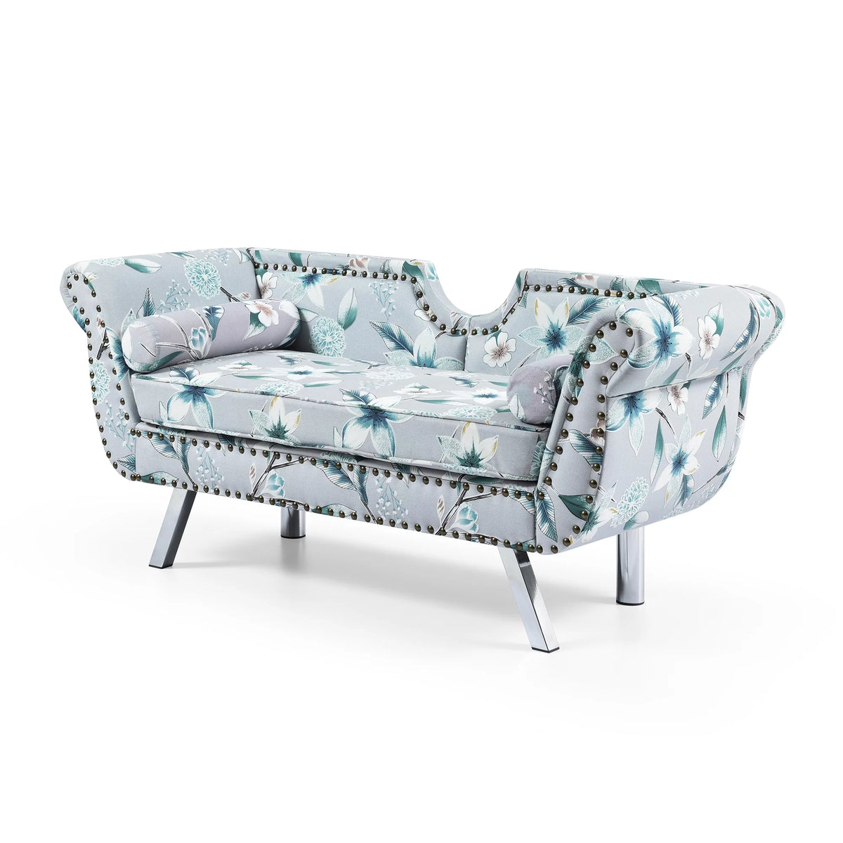 Modern Velvet Loveseat Sofa with Removable Cushion Metal Legs F170
