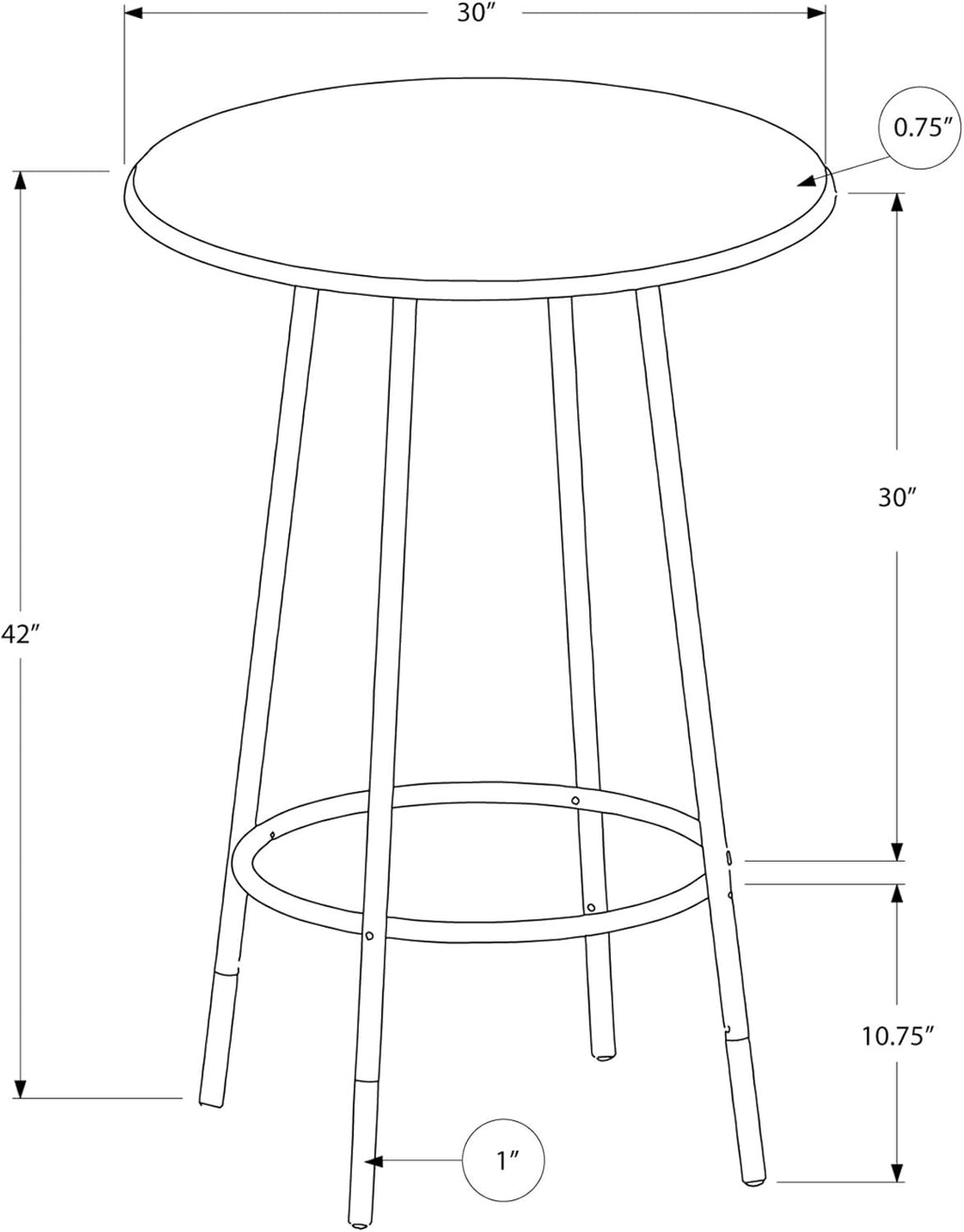 Bar Table, 30-Inch, Cappuccino/Marble/Coffee M18680