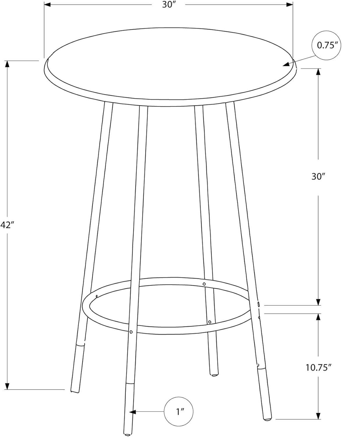 Bar Table, 30-Inch, Cappuccino/Marble/Coffee M18680