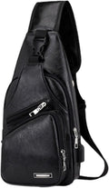 Waterproof Leather Sling Backpack with USB Charging Port P77207