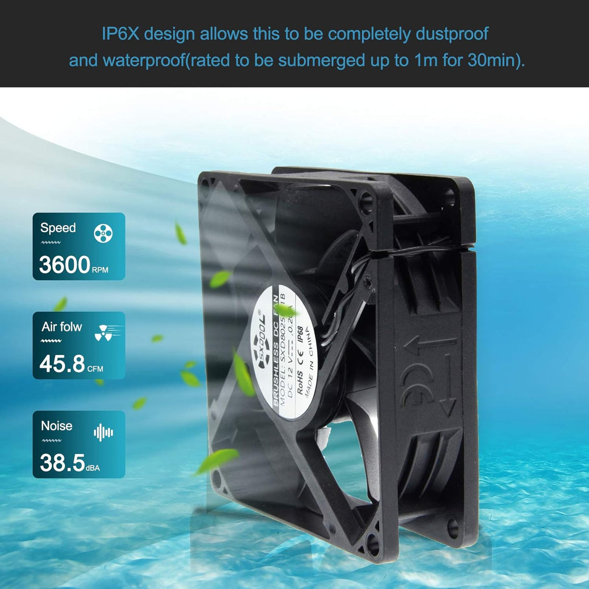 80mm DC 12V Waterproof Cooling Fan R8815