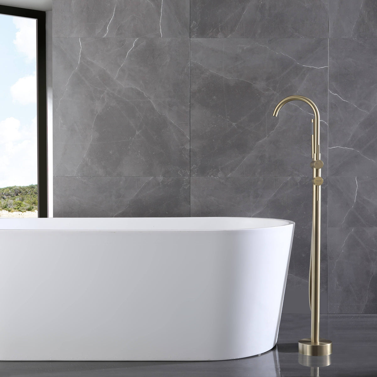 Bronze Floor Mounted Tub Filler A6046