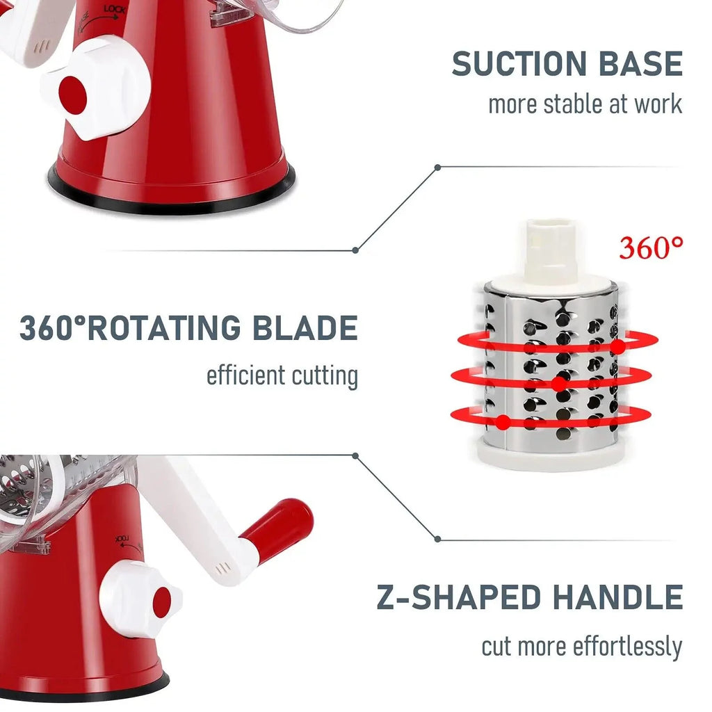 Manual Vegetable Slicer and Grater with 3 Interchangeable Blades P480298