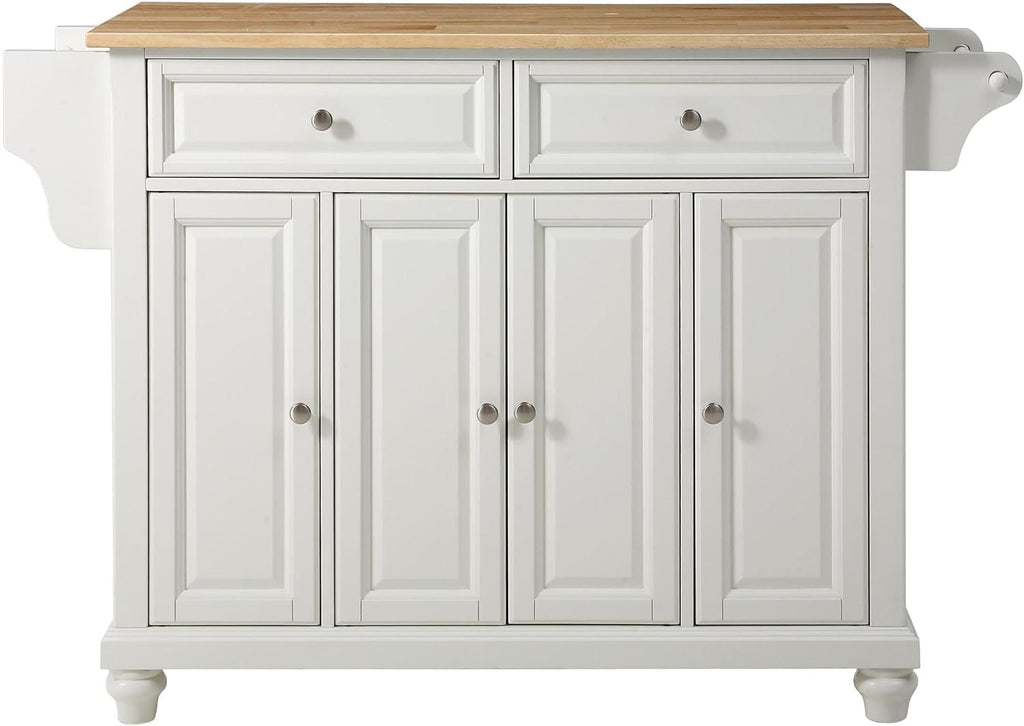 White Full Size Kitchen Island with Solid Granite Top Z514