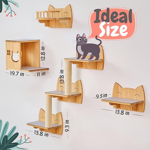 9-Piece Wooden Wall-Mounted Cat Furniture Set W729263