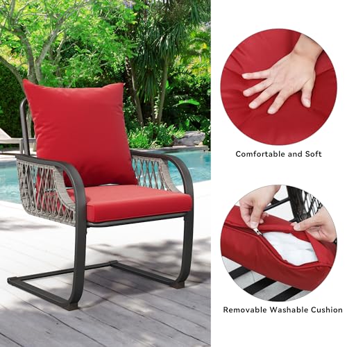 7 Pieces PE Rattan Wicker Patio Furniture Set with Table and Cushions D1347