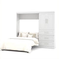 White Full Wall Bed with 3-Drawer Storage Unit P206868