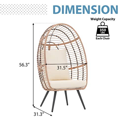 Oversized Wicker Egg Chair with Stand and Cushions N365