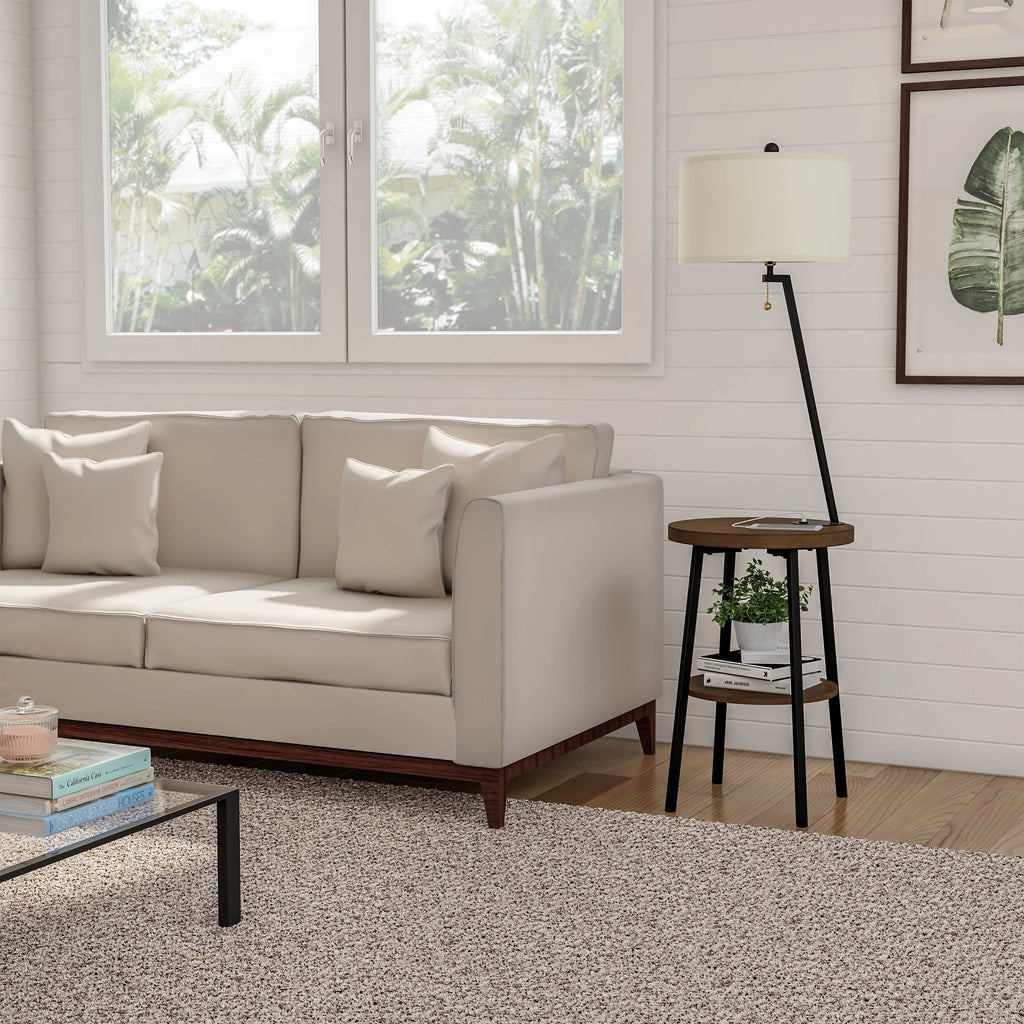 58-inch Floor Lamp with Table and USB Charging Port with Drum Shade K546471