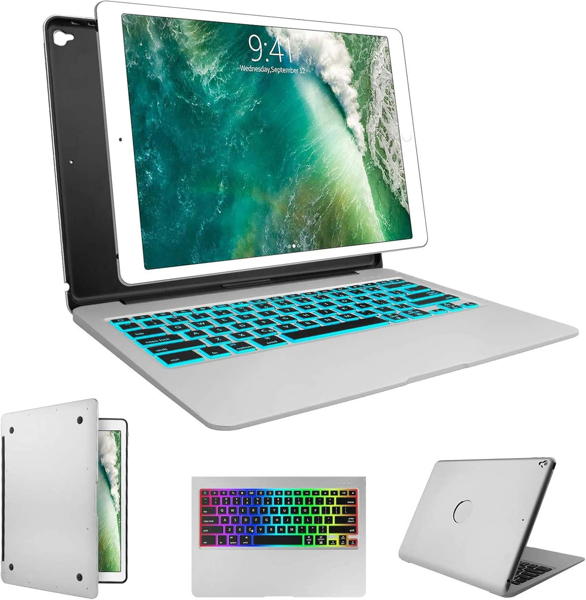 Silver Aluminum Alloy Backlit Keyboard Folio for iPad Pro 12.9 M417