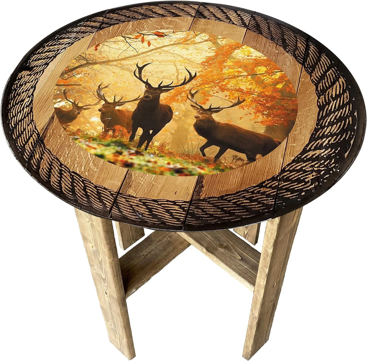 Round Whiskey Barrel End Table H9499
