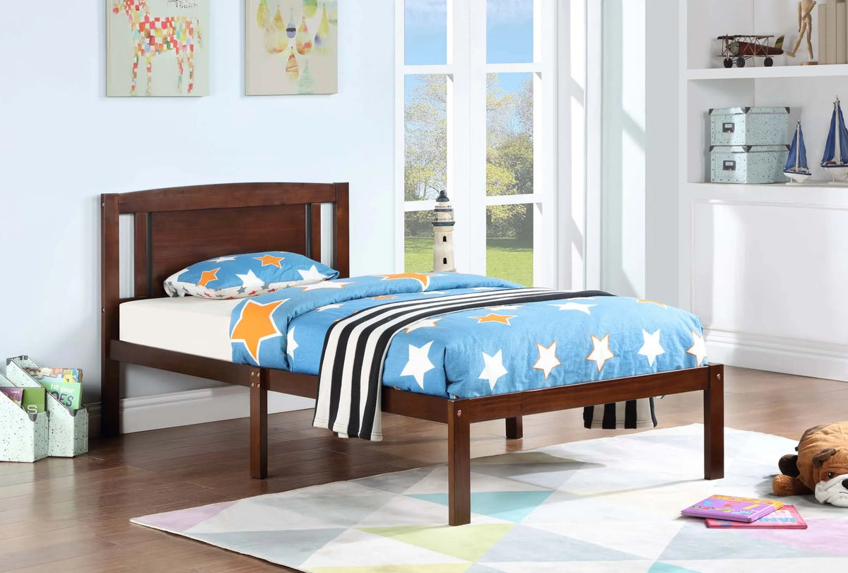 Twin Size Wood Platform Bed Frame with Headboard and Under-Bed Storage F10646