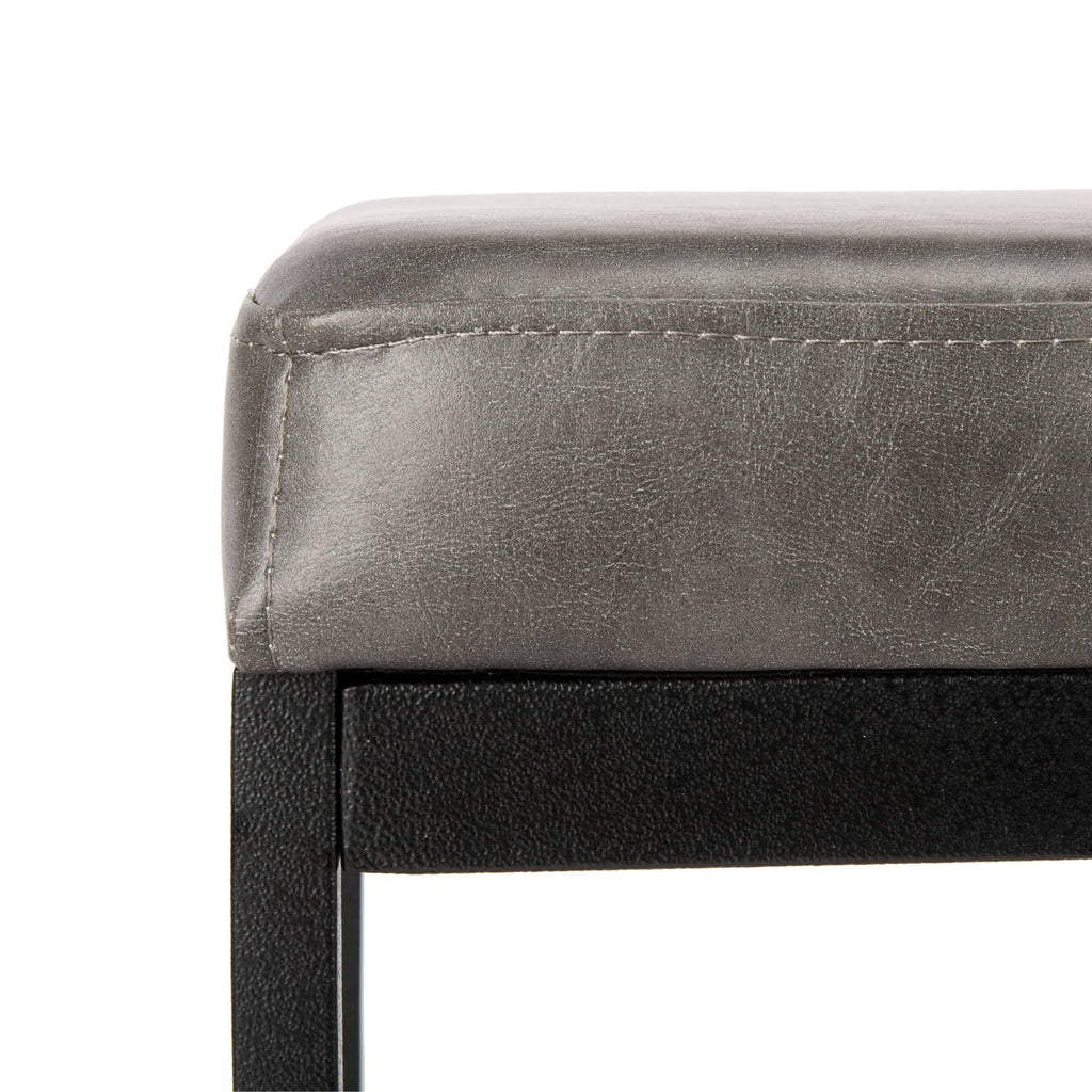 Grey Faux Leather Bench L72634
