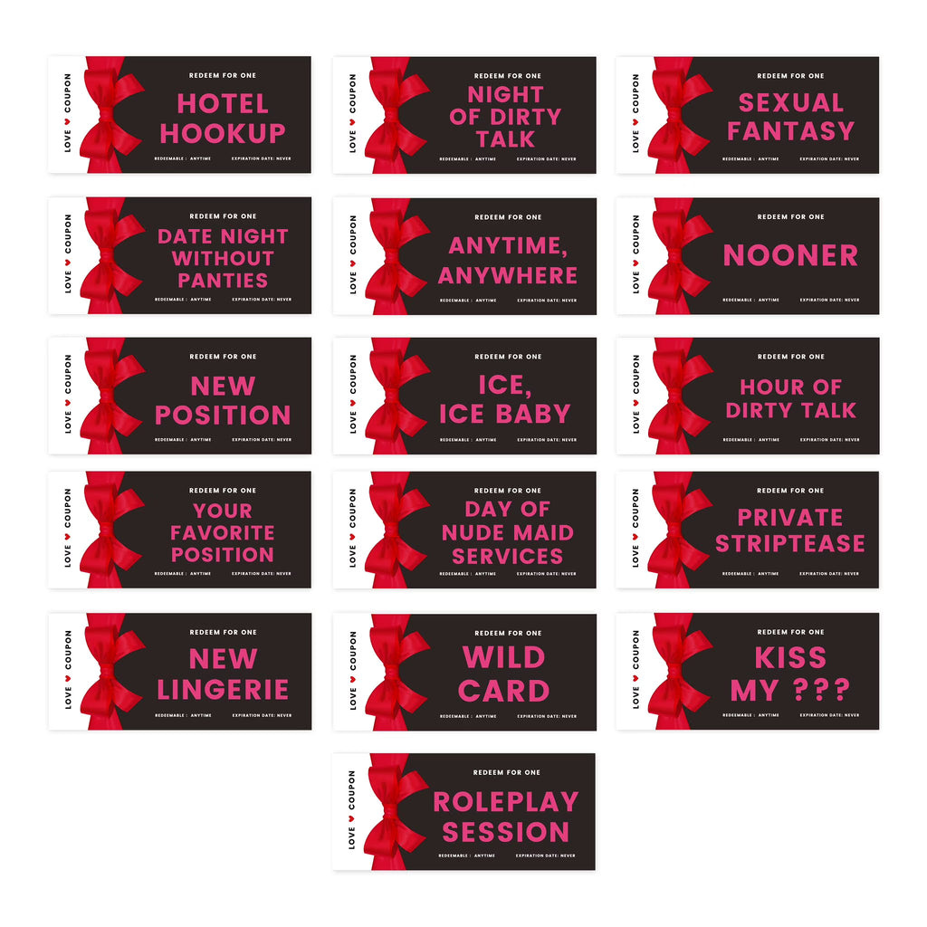 16-Pk Red Bow Love Coupons for Couples I672
