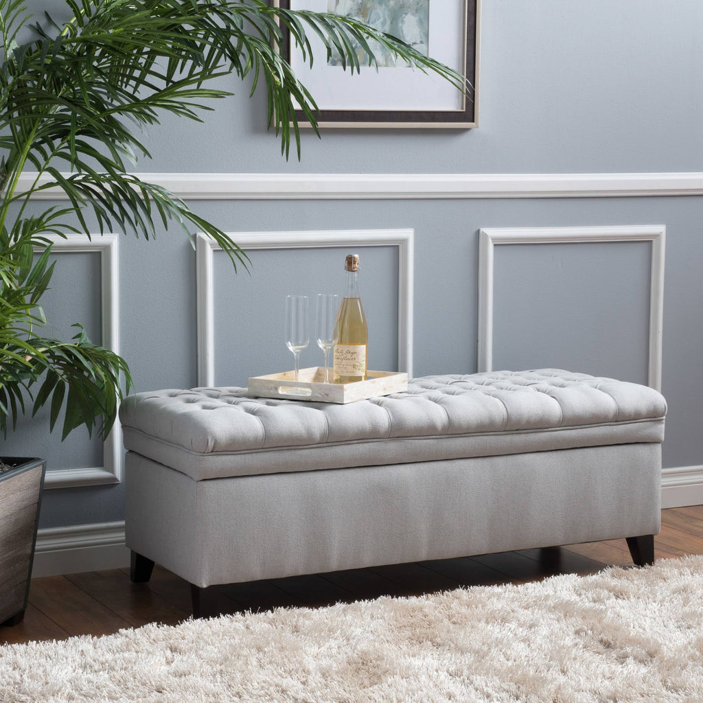 Light Gray Storage Ottoman J2355