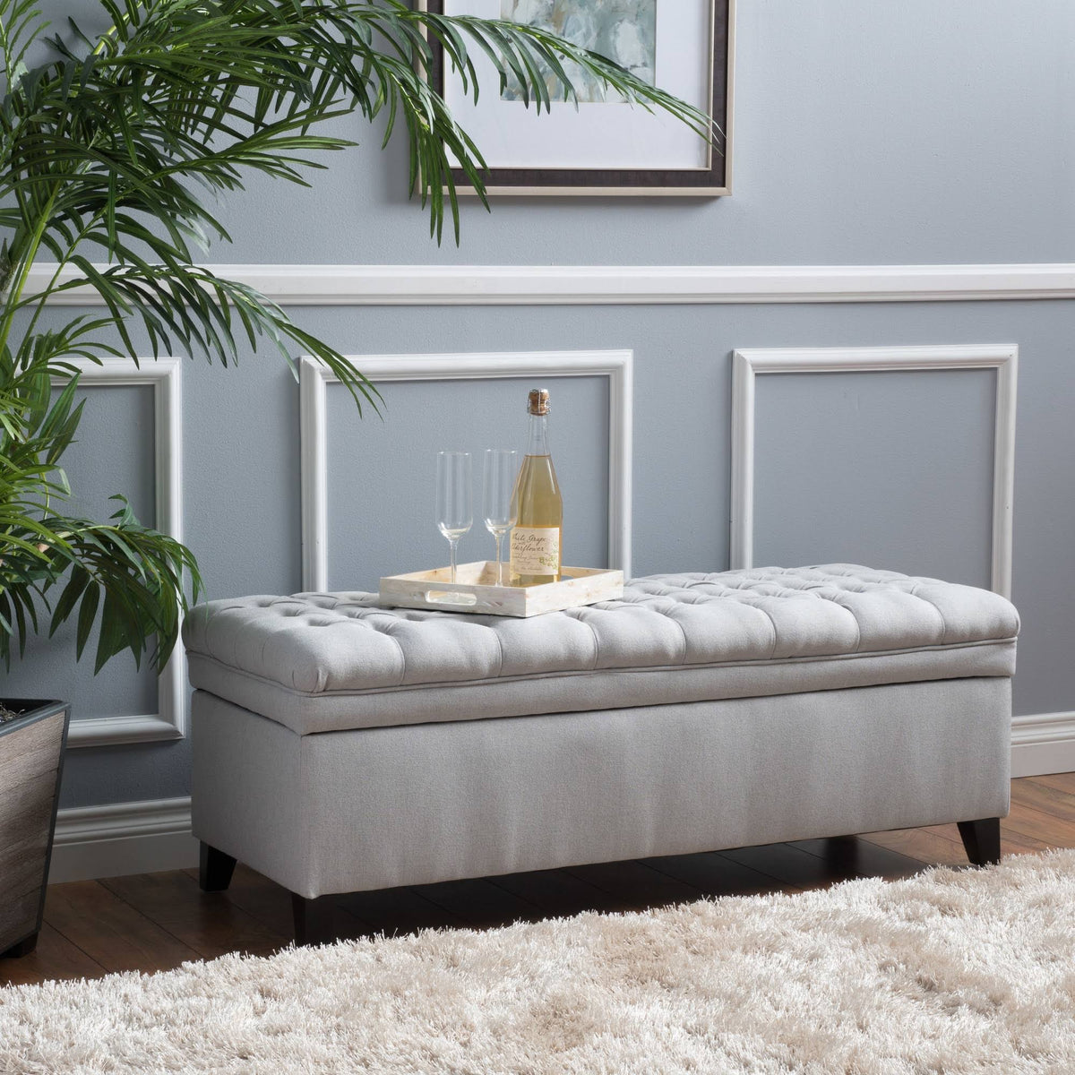 Light Gray Storage Ottoman J2355