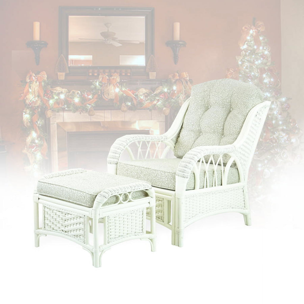 White Armchair with Ottoman J820423