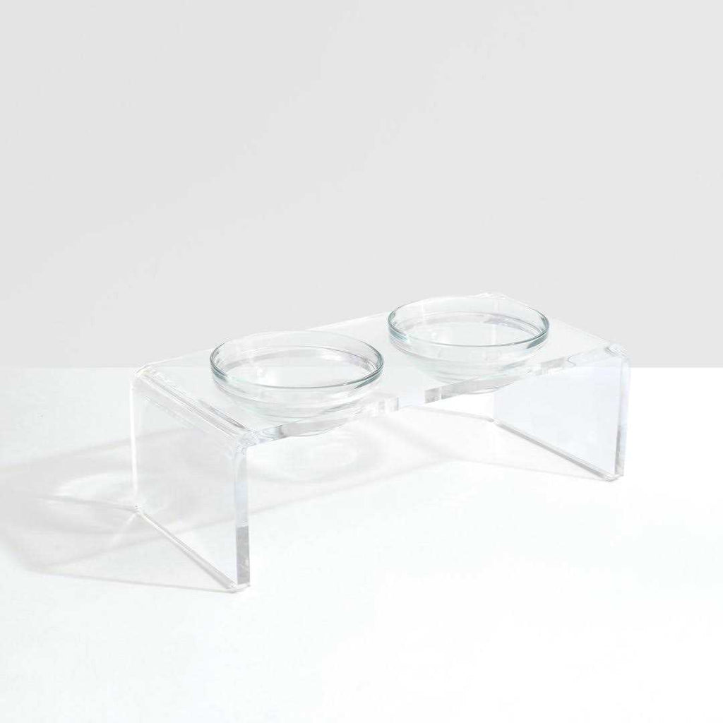 Clear Elevated Glass Bowl Feeder D234