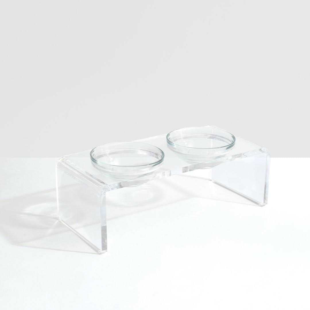 Clear Elevated Glass Bowl Feeder D234