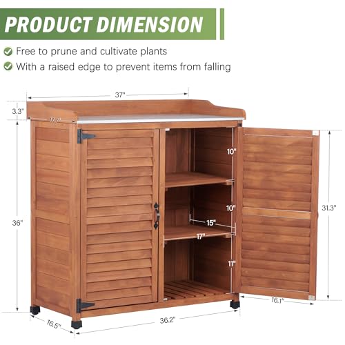 Waterproof Wooden Potting Bench with Metal Work Top B949