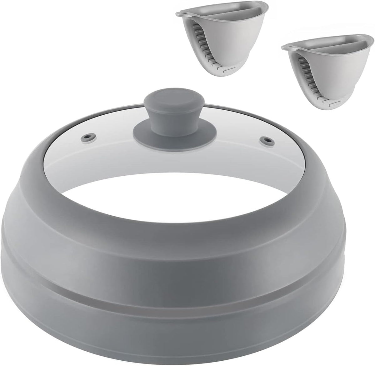 10.5 inch Microwave Plate Cover with Collapsible Silicone and Glass O318