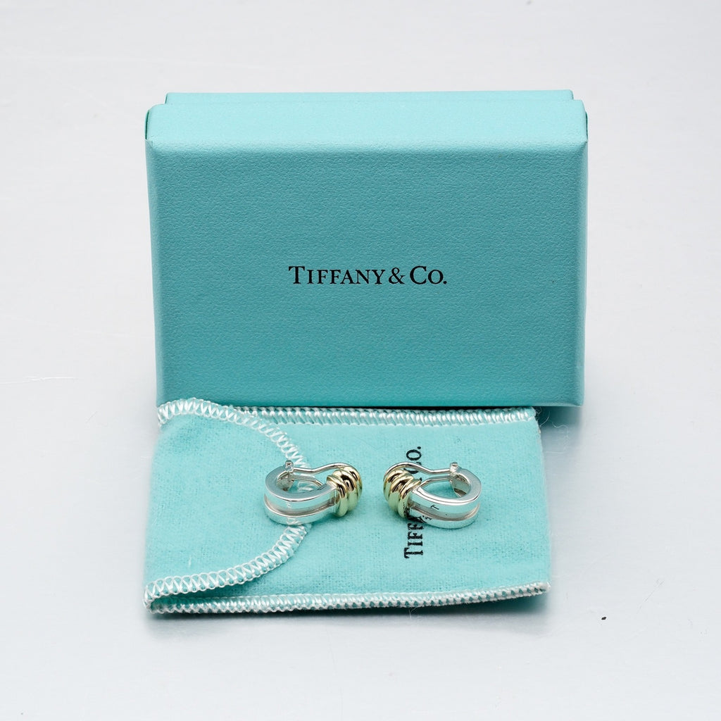 Grooved Earrings Silver 925 Yellow Gold V890017