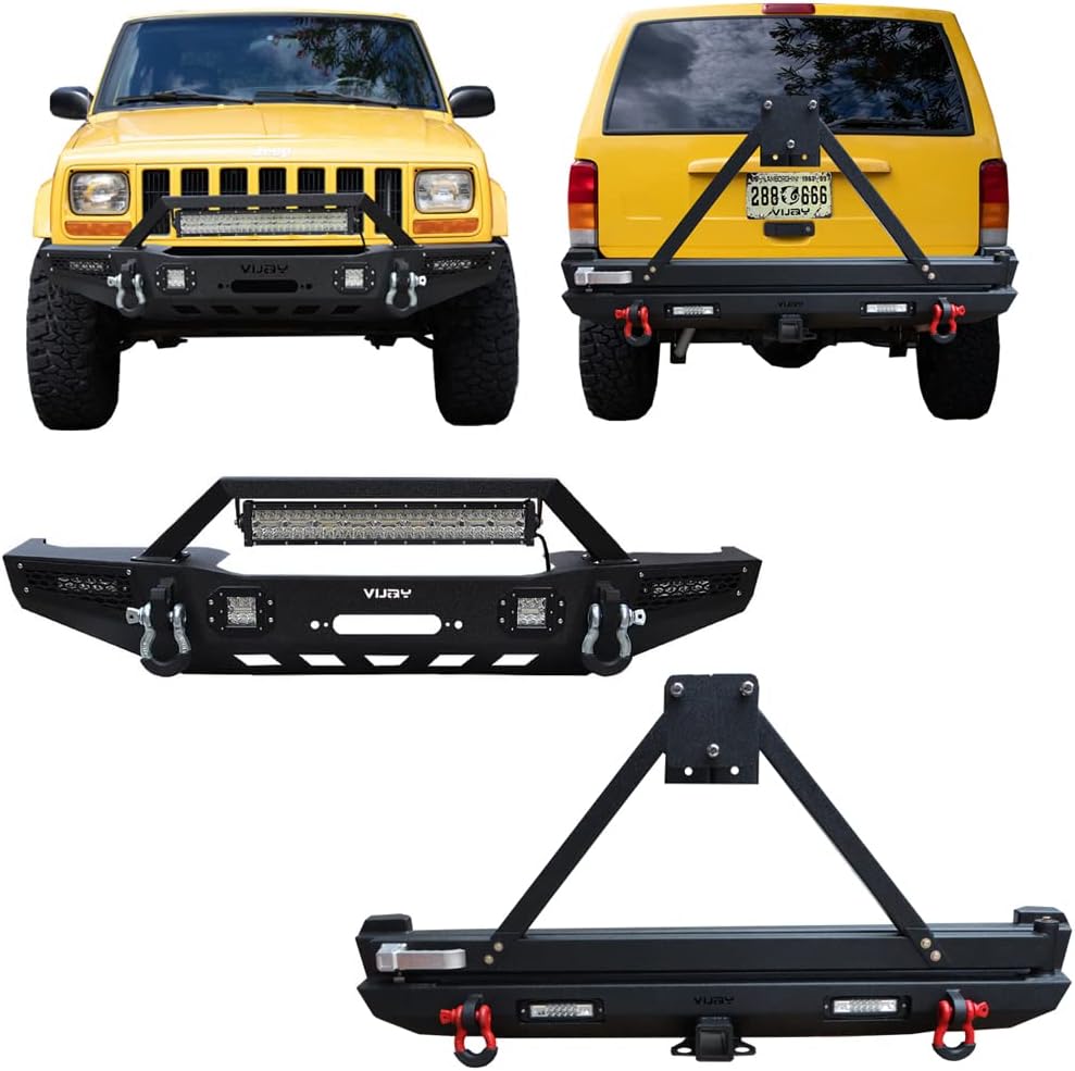 Front and Rear Bumper with LED Lights and Winch Plate and Tire Carrier N1205