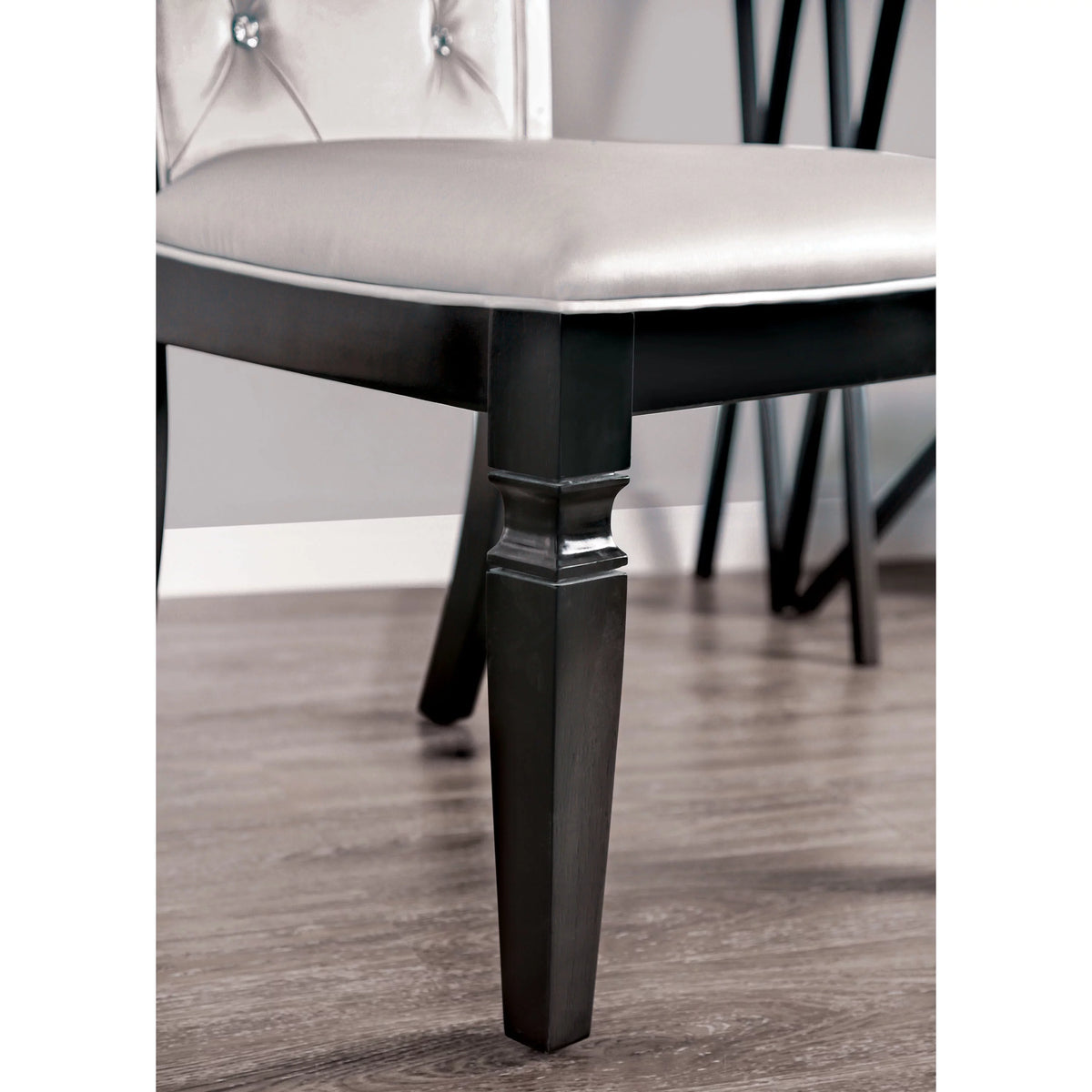 Black and Silver Tufted Side Chairs Set of 2 F434
