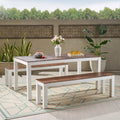 Dark Brown and White 3 Piece Outdoor Wood Picnic Set X16965