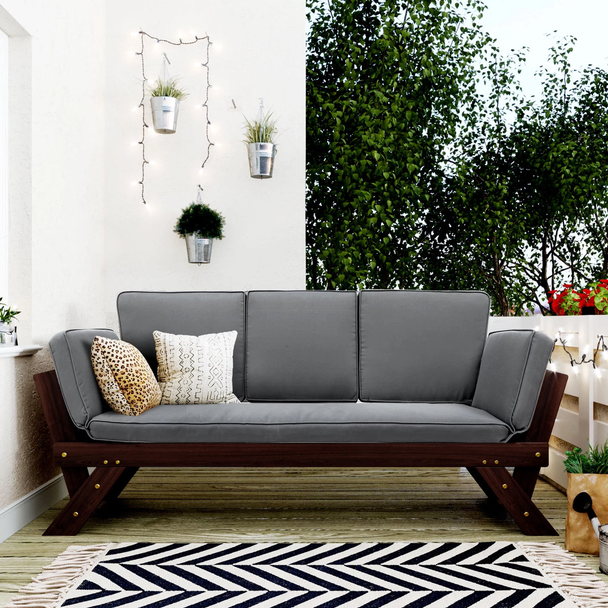 Brown Outdoor Sectional Sofa with Cushions M319