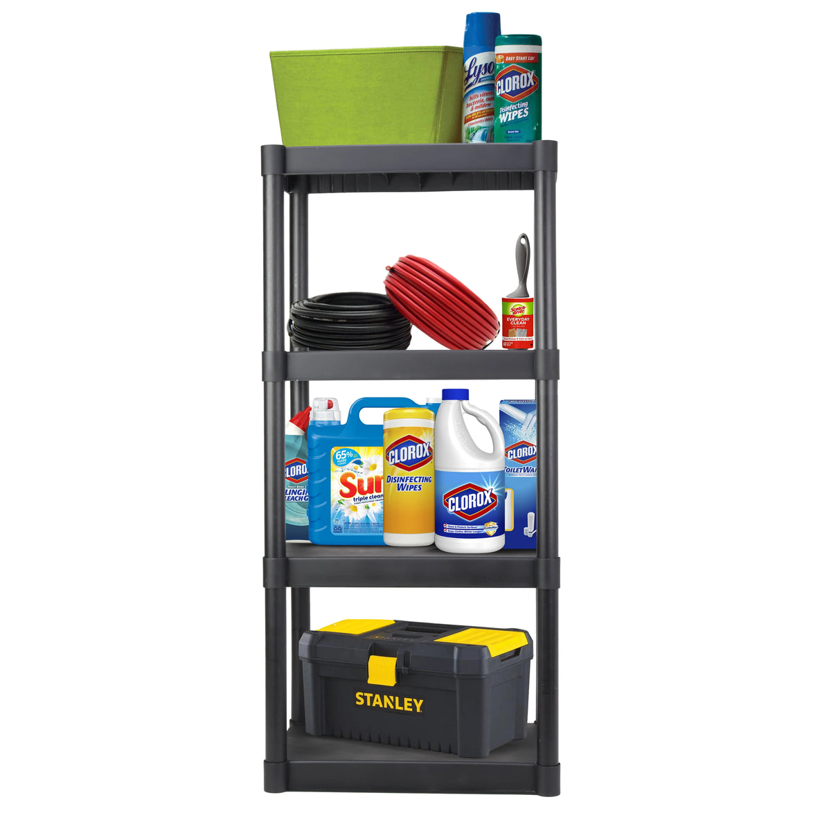 Plastic 4-Tier Storage Shelves Black F132