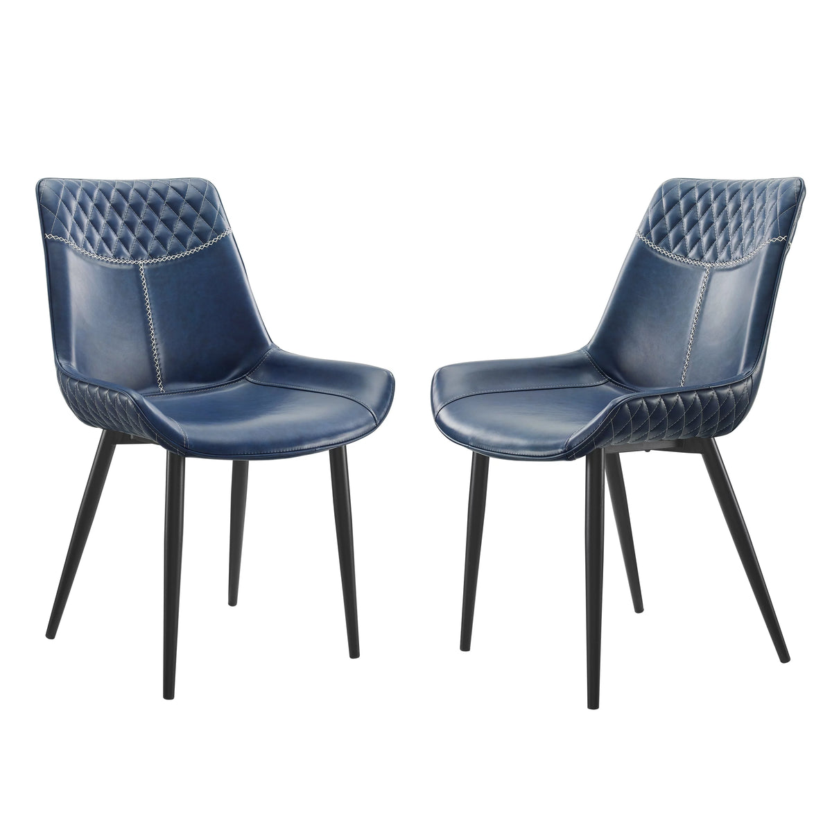 Set of 2 Blue Faux Leather Dining Chairs T8443