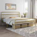 Queen Metal Platform Bed Frame with Vintage Headboard and Footboard T7074