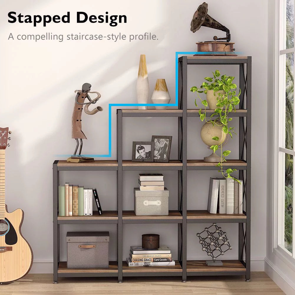 12 Shelves Industrial Ladder Corner Bookshelf U5101